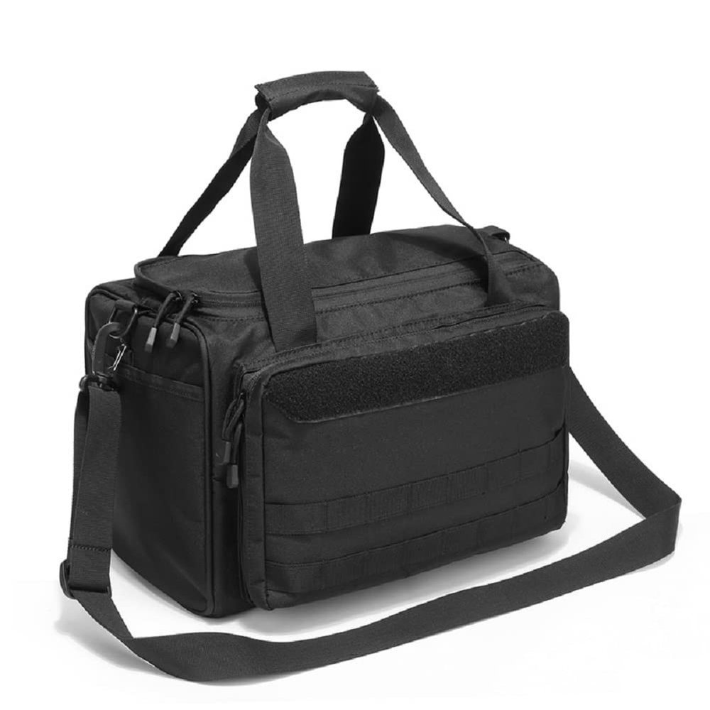 YASHALY Waterproof Large Capacity Molle System Tactical Gun Range Bag for Handguns Pistols and Ammo Magazine Shooting Gear Accessories (Black)