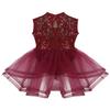 easyforever Kids Girls Basic Shiny Sequin Lyrical Skating Modern Dance Leotard Dress Halter Backless Tutu Skirt Costume Burgundy c 6 Years view 4