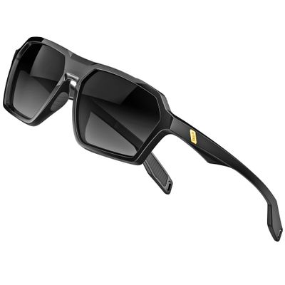 ATTCL Fashion Polarized Sunglasses for Men: Lightweight Hexagonal TR90 Frame UV Protection Sport Casual Glasse Driving Travel 2137 Black grey