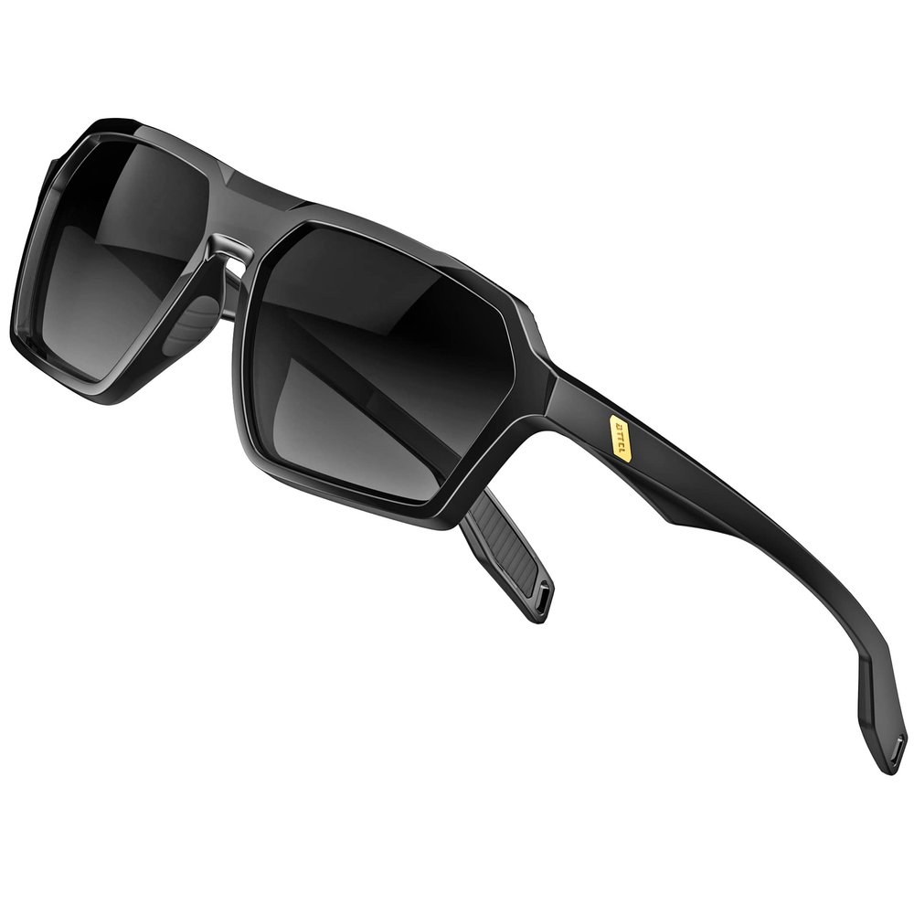 ATTCL Fashion Polarized Sunglasses for Men: Lightweight Hexagonal TR90 Frame UV Protection Sport Casual Glasse Driving Travel 2137 Black grey