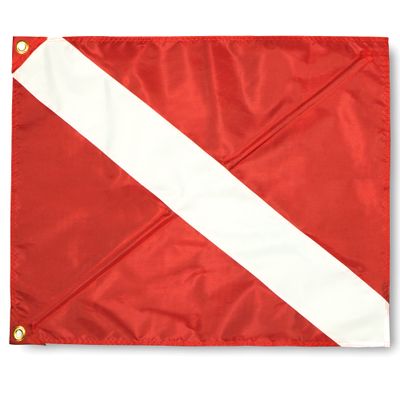 Anley Diver Down Warning Flag with Removable Stiffening Pole 20 x 24 Inch - Double Stitched - Red and White Diving Flags for Scuba Dive Spearfishing Freediving