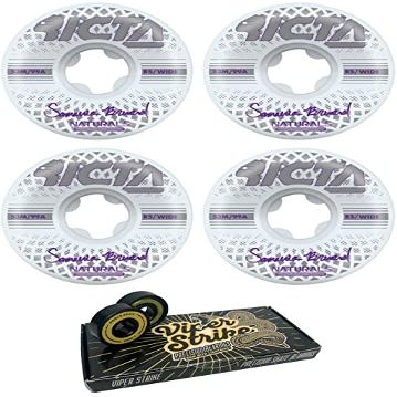 53mm Ricta Wheels Samarria Brevard Reflective Naturals Wide Skateboard Wheels - 99a with Viper Strike 8mm Precision ABEC 7 Skateboard Bearings - Bundle of 2 items