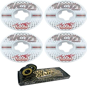 53mm Ricta Wheels Chaz Ortiz Reflective Naturals Slim Skateboard Wheels - 101a with Viper Strike 8mm Precision ABEC 7 Skateboard Bearings - Bundle of 2 items