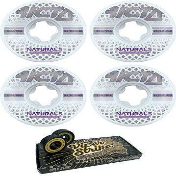53mm Ricta Wheels Reflective Naturals Round Skateboard Wheels - 99a with Viper Strike 8mm Precision ABEC 7 Skateboard Bearings - Bundle of 2 items