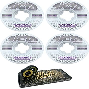 53mm Ricta Wheels Reflective Naturals Round Skateboard Wheels - 99a with Viper Strike 8mm Precision ABEC 7 Skateboard Bearings - Bundle of 2 items