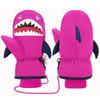 7-Mi Snow Gloves for Kids TPU Waterproof Thermal Fleece Warm Windproof Soft Cotton Anti-Lost Winter Snow Mitten for Children Boys Girls 4-6 Years Skiing & Snowboarding Outdoor Playing Rose Red view 1