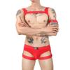 Yihuimin Men's Elastic Shoulder Cage Belt Half Body Chest Harness with Thongs Clubwear Costume Red XX-Large view 3