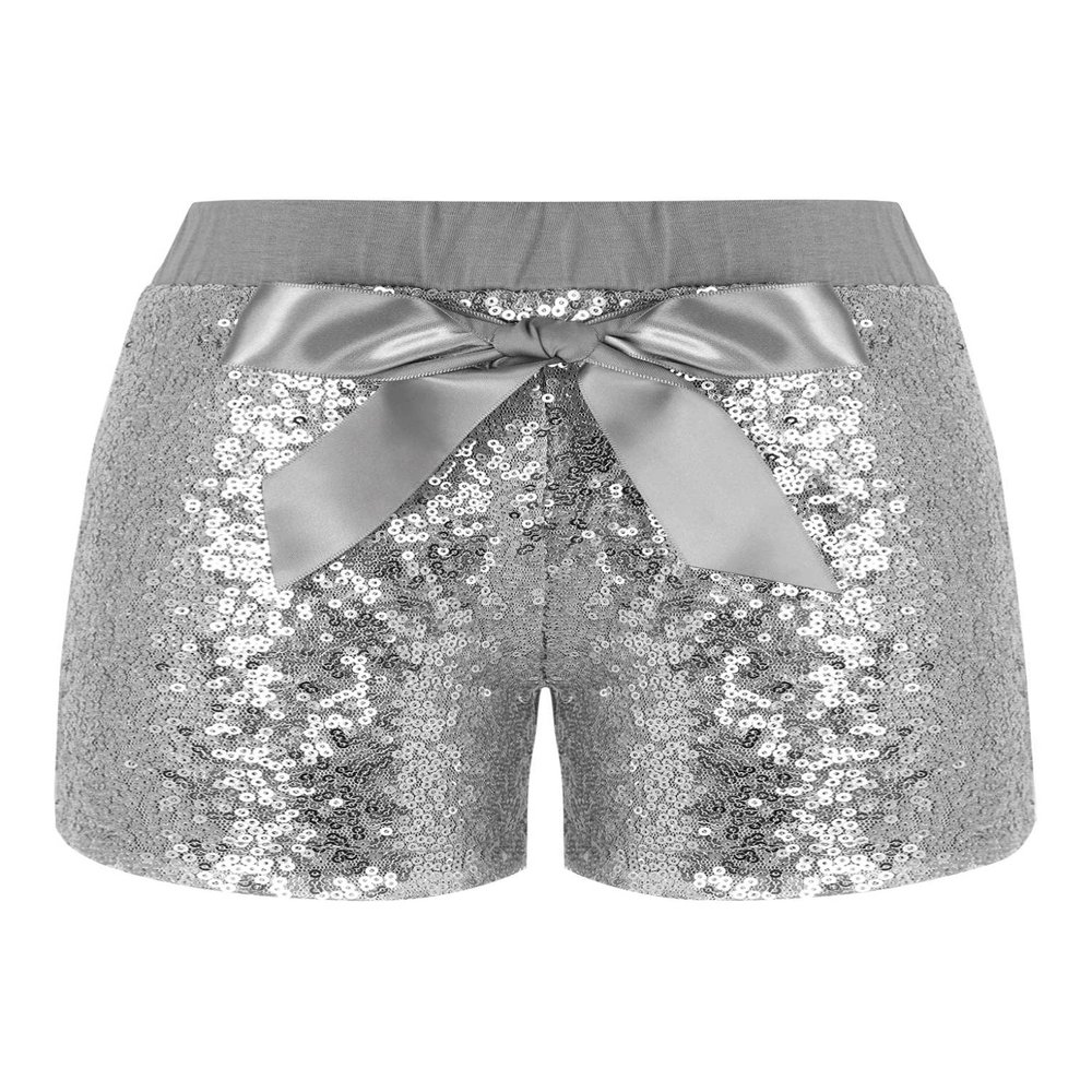 VernLan Girls Toddler Baby Sequin Shorts Toddler Kids Bowknot Cotton Tumbling Bottoms Silver 5-6 Years