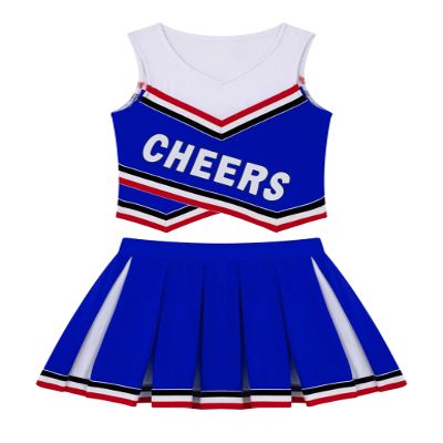 Yartina Kids Girls Cheer Leader Costume Uniform Sleeveless Cheerleading Complete Dress Halloween Outfit Royal-Blue-A 14 Years