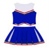 Yartina Kids Girls Cheer Leader Costume Uniform Sleeveless Cheerleading Complete Dress Halloween Outfit Royal-Blue-A 14 Years view 2