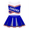 Yartina Kids Girls Cheer Leader Costume Uniform Sleeveless Cheerleading Complete Dress Halloween Outfit Royal-Blue-A 14 Years view 3