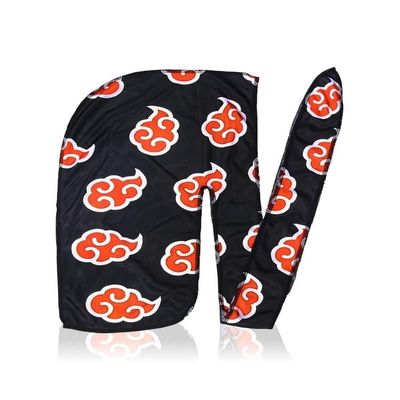 Art Silky Design Durag - Silky 360 Wave Du Rag with Long Tails and Quadruple Stitching - Smooth Silk Fabric for Comfort and Compression (Red Cloud)