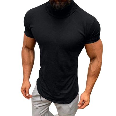 Saohuo Men's Short Sleeve Compression Shirts Turtleneck Athletic Quick Dry Base Layer Undershirt Running Workout Sports Gym Top Black