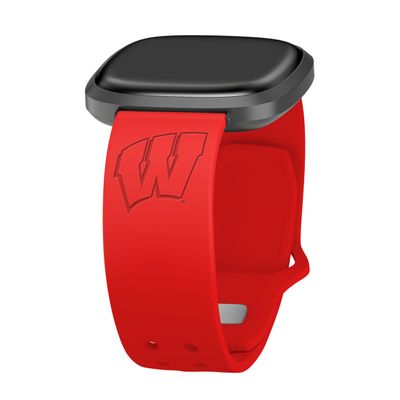 Affinity Bands Wisconsin Badgers Engraved Silicone Sport Band Compatible with Fitbit Versa 3 and Sense (Red)
