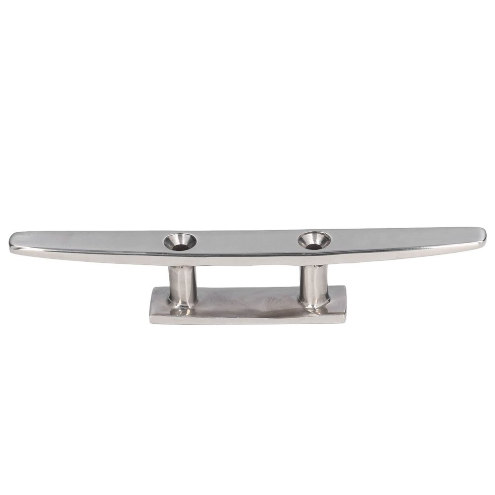 10in Flat Top Cleat, Boat Cleat 316 Stainless Steel Mooring Accessories, Flat Top Open Base Dock Cleat with Hole