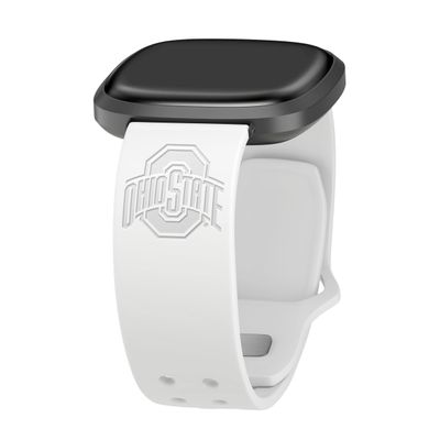 Affinity Bands Ohio State Buckeyes Engraved Silicone Sport Band Compatible with Fitbit Versa 3 & Sense 1 (White)