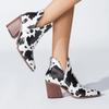 Bcshiye Women's Short Heel Slip On Pointed Toe Chelsea Ankle Boots V Cutout Chunky Low Heeled Dressy Western Booties view 2