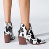 Bcshiye Women's Short Heel Slip On Pointed Toe Chelsea Ankle Boots V Cutout Chunky Low Heeled Dressy Western Booties view 4