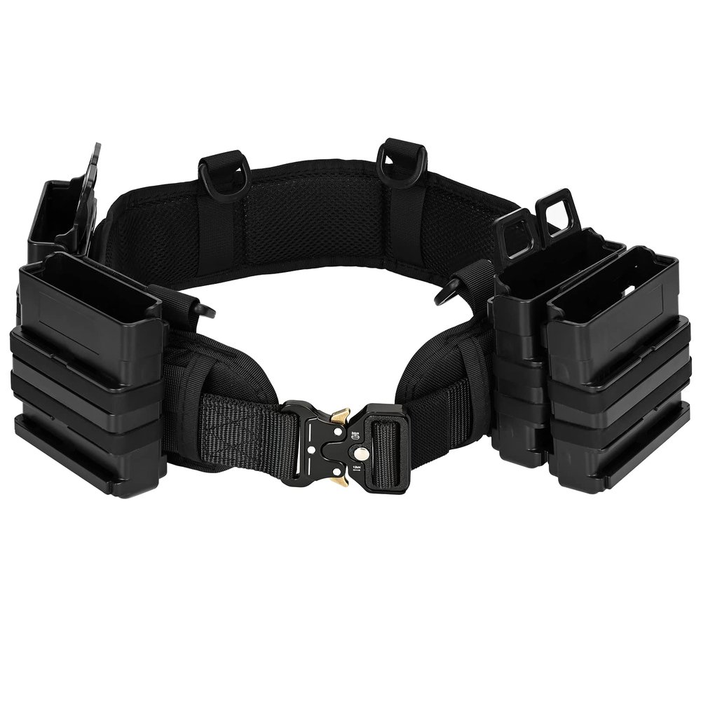 Iififun Clip Magazine Holder Quick Pull Box Clip Magazine Pouch with Tactical Belt for Nerf Tactics, Nerf Magazine (Black)