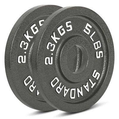 Cast Iron Olympic Weight Plates Free Weights with 2-inch Hole & Anti-Rust Hammertone Finish - Ideal for Strength Training, Crossfit Equipment & Home Gym Set Sold in Pairs - 2.5LB45LB
