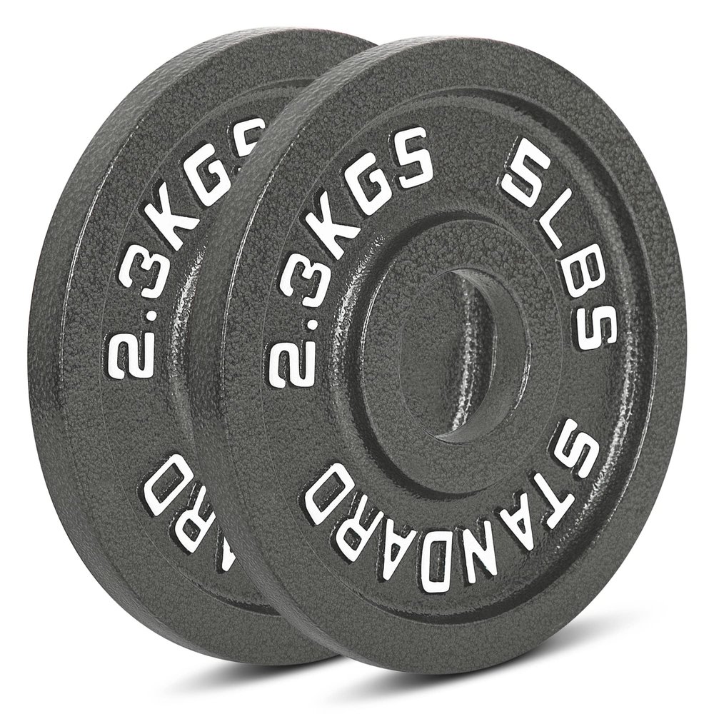 Cast Iron Olympic Weight Plates Free Weights with 2-inch Hole & Anti-Rust Hammertone Finish - Ideal for Strength Training, Crossfit Equipment & Home Gym Set Sold in Pairs - 2.5LB45LB