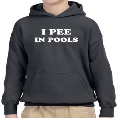 Trendy USA 355 - Youth Hoodie I Pee in Pools Funny Humor Unisex Pullover Sweatshirt XL Charcoal