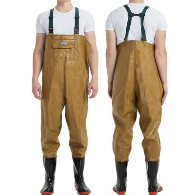 Chest Waders, PVC Waterproof Waders for Men Women with Boots, for Duck Hunting Fly Fishing, Heat Melted Taped Seams (Color : Yellow, Size : US6-6.5/EU38/UK5-5.5)