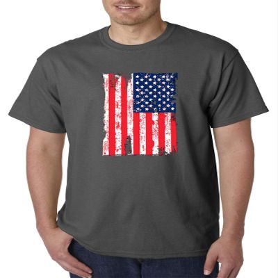 Trendy USA 363 - Unisex T-Shirt American Flag Distressed United States of America USA Pride Small Charcoal