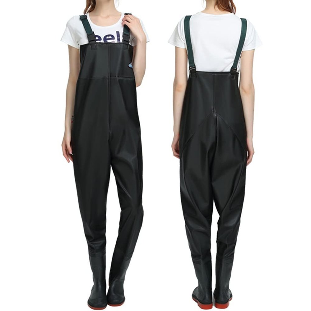 Chest Waders with Boots, Hunting Fishing Waders for Men Women, PVC Strongly Waterproof Seam Sealed Bootfoot (Color : Black, Size : US10/EU43/UK9)