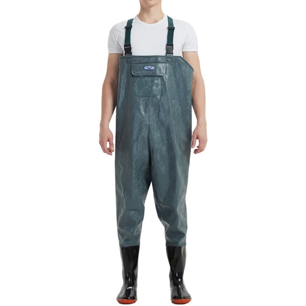 Chest Waders - PVC Waterproof Waders for Men & Women with Boots, Lightweight Bootfoot Hunting Fishing Bibs Clothing (Color : Blue, Size : US7/EU39/UK6)