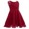 dPois Kids Little Big Girls Knotted High Waist Flower Girl Dress Wedding Juniors Bridesmaid Formal Party Ball Gowns Wine Red 8 view 2