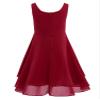dPois Kids Little Big Girls Knotted High Waist Flower Girl Dress Wedding Juniors Bridesmaid Formal Party Ball Gowns Wine Red 8 view 3