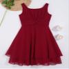 dPois Kids Little Big Girls Knotted High Waist Flower Girl Dress Wedding Juniors Bridesmaid Formal Party Ball Gowns Wine Red 8 view 4