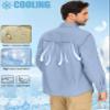 Mens Safari Shirts Long Sleeve UV Protection Hiking Fishing UPF 50+ Quick Dry Cooling Camping Travel Shirts#5066-Blue-3XL view 3