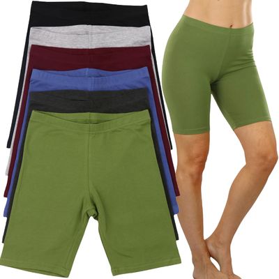 ToBeInStyle Women's Pack of 6 Premium Cotton/Spandex Blend High Waisted Biker Shorts - Classic Colored Assortment - X-Large