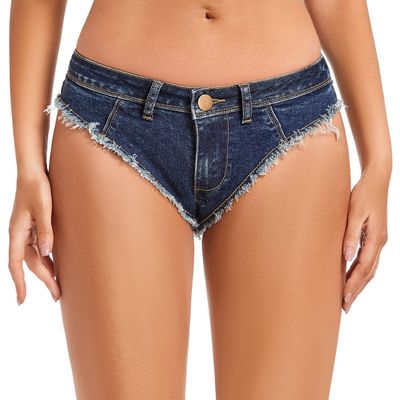Dxyufazhe Sexy Women's Low Rise Stretch Mini Denim Shorts Hot Pants Beach Party Clubwear (Small, DYS005 Dark Blue)