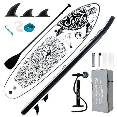 FEATH-R-LITE Inflatable Stand Up Paddle Board 10'6''x33''x6'' Ultra-Light (18.9lbs) SUP with Paddleboard Accessories,Fins,Adjustable Paddle, Pump,Backpack, Leash, Waterproof Phone Bag