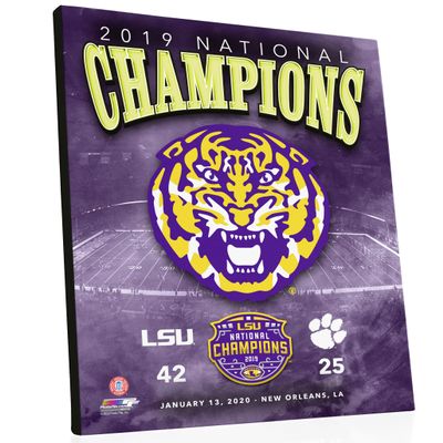 PhotoFile LSU Tigers 2019 National Champions Team Logo 16"x20" Stretched Canvas