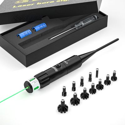 Laser Bore Sight kit for .177 to 12GA Caliber - Tyseam Bright Green Laser Bore Sighter for Rifles Handgun and Scopes with 2 Batteries