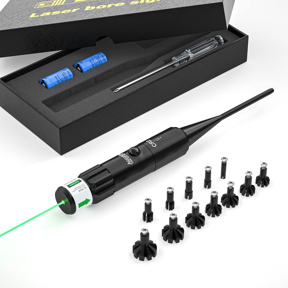 Laser Bore Sight kit for .177 to 12GA Caliber - Tyseam Bright Green Laser Bore Sighter for Rifles Handgun and Scopes with 2 Batteries