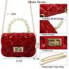Amamcy Mini Pink Purse for Little Girls Fashion Candy Handbag Satchel Jelly Shoulder Bag Crossbody Purse with Pearls Handle(Small) view 3