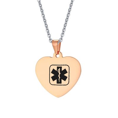 ZKXXJ Medical Alert Necklace for Men Women Type 2 Diabetic Emergency Alert ID Pendant Necklace Stainless Steel Heart Shape Medical Alert Necklaces Allergy Awareness Jewelry for Adult Teen