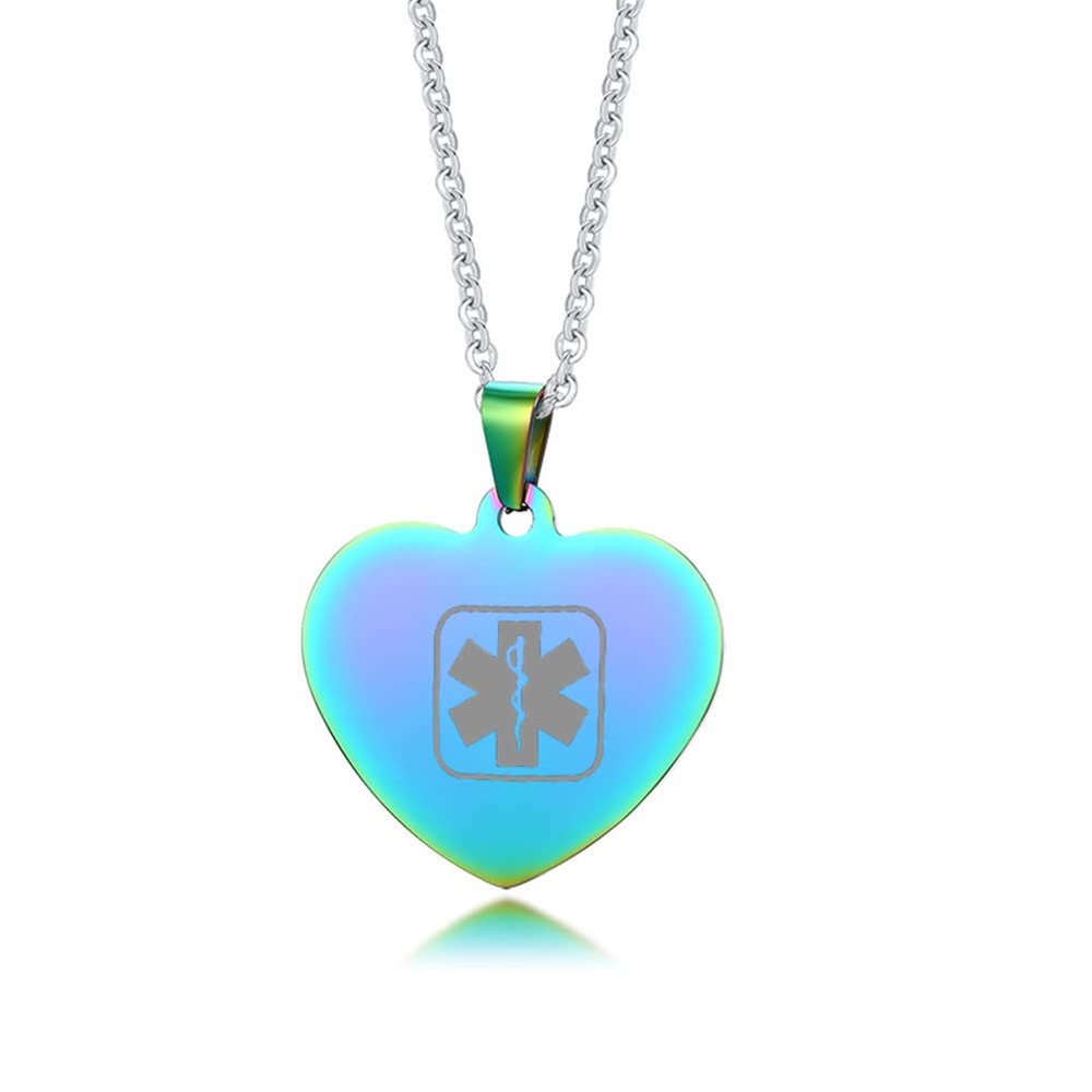 ZKXXJ Medical Alert Necklace for Men Women Addisons Emergency Alert ID Pendant Necklace Stainless Steel Heart Shape Medical Alert Necklaces Allergy Awareness Jewelry for Adult Teen