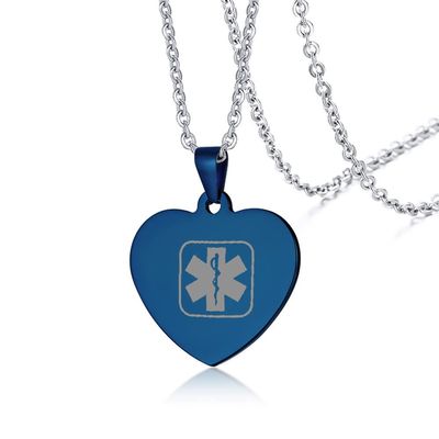 ZKXXJ Medical Alert Necklace for Men Women Atrial Fibrillation Emergency Alert ID Pendant Necklace Stainless Steel Heart Shape Medical Alert Necklaces Allergy Awareness Jewelry for Adult Teen