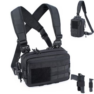 CLTAC Tactical Chest Rig Bag Concealed Carry CCW Pack Molle Pouch IFAK EMT Medical Organizer for Outdoor Hunting Shooting Hiking with Quick Release Harness and Gun Holster