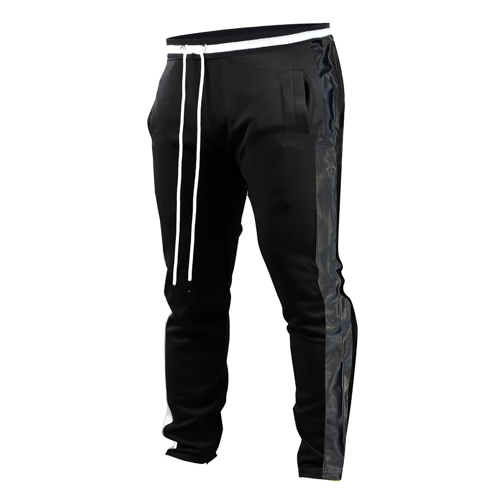 SCREENSHOT Men's Athletic Fitness Slim Fit Workout Track Pants BASIC S41700-Black/PU-2XLarge