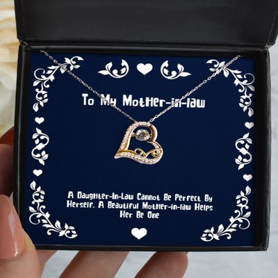 Funny Mother-in-Law Love Dancing Necklace, A Daughter-in-Law Cannot Be Perfect by Herself. A Beautiful, Present for Mom, New Gifts from Son