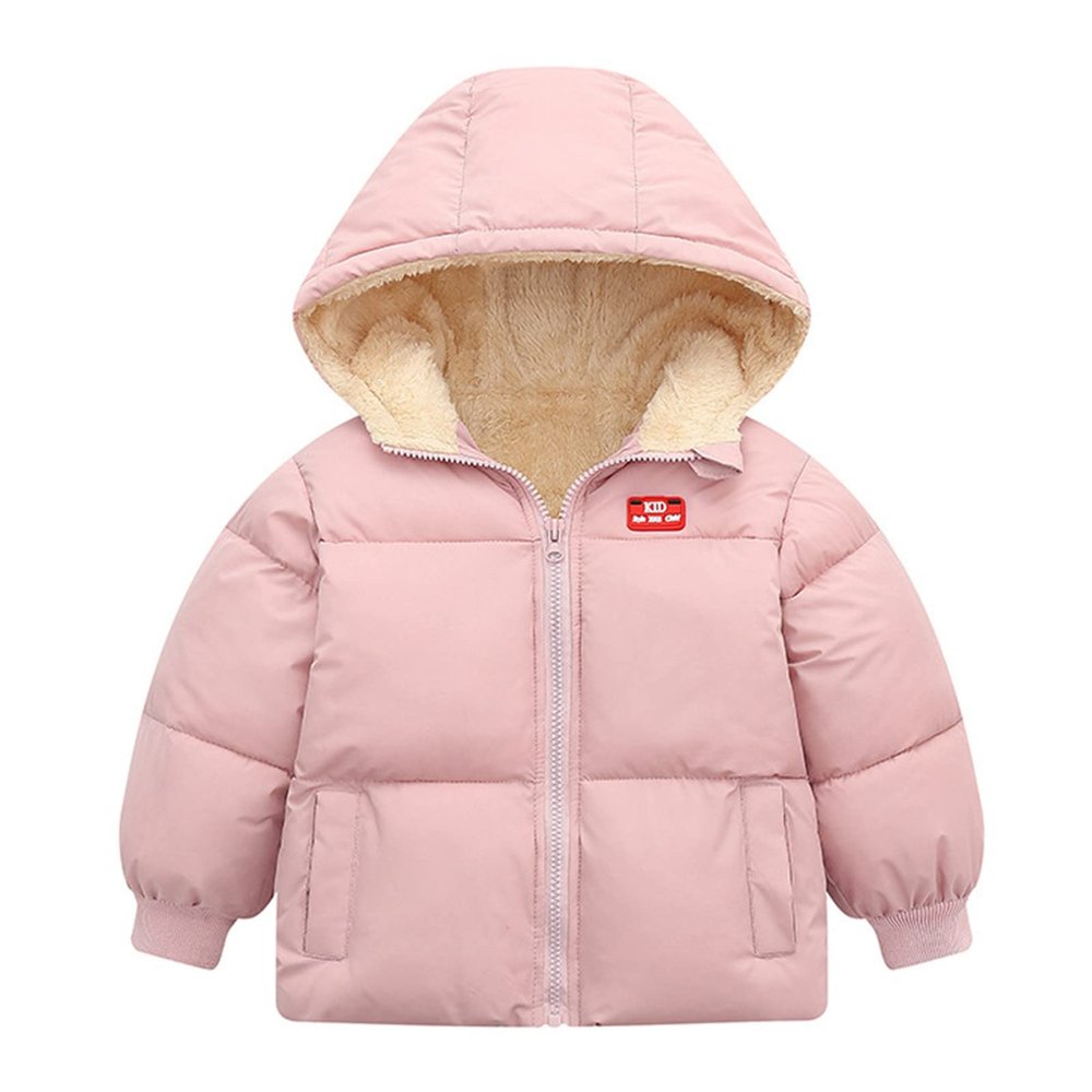 POLG Toddler Kids Baby Boys Girls Padded Snowsuit Infant Winter Clothes Hooded Jacket Coat Outerwear Long Sleeve Overcoat (Pink, 18-24 Months)