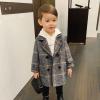EnJoCho Kids Boys Coat Plaid Elegant Notched Collar Double Breasted Wool Blend Jacket Winter Trench Coat 12M-5Years (Gray-01, 4-5 Years) view 2
