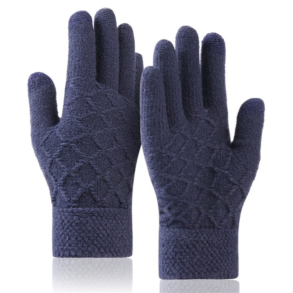 Insun Winter Knit Warm Touchscreen Gloves Thermal Gloves for Men and Women Knit Gloves Outdoor Running Windproof Gloves Navy